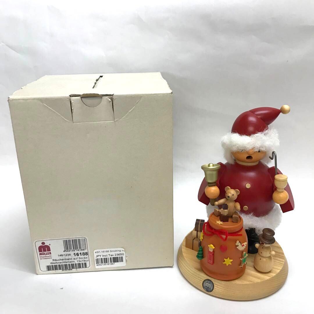 木製 サンタクロース 煙出し人形 約19cm ドイツ製 ミュラー社