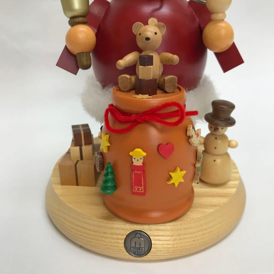木製 サンタクロース 煙出し人形 約19cm ドイツ製 ミュラー社