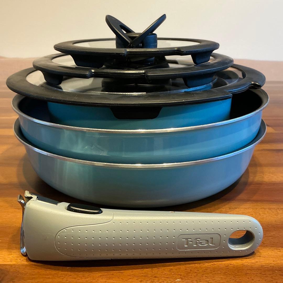 T-fal ティファール　スカイブルー・プレミア 8点セット　ガス火対応