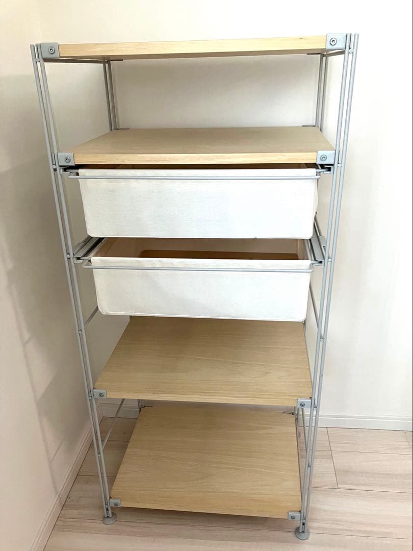 無印良品 スチールユニットシェルフ 帆布バスケット 高さ120 幅58