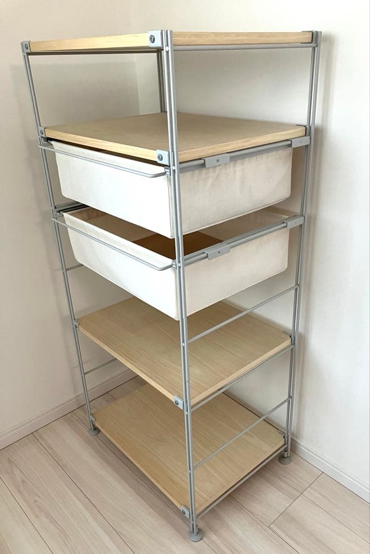 無印良品 スチールユニットシェルフ 帆布バスケット 高さ120 幅58