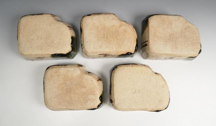 奥村松子 織部つなぎ小鉢 向付 五客 共箱 懐石道具