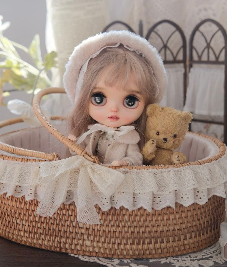 海外作家様 ハンドメイド ぬいぐるみカゴ 籠 藤編み 手作り 部屋収納