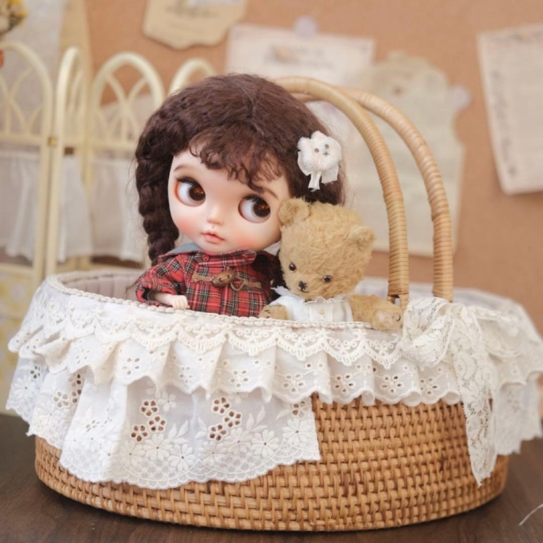 海外作家様 ハンドメイド ぬいぐるみカゴ 籠 藤編み 手作り 部屋収納