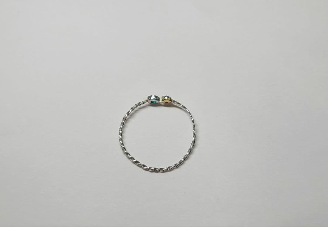 力のあるネオンブルーの共演★バターリャパライバトルマリン&アウイナイトリング★