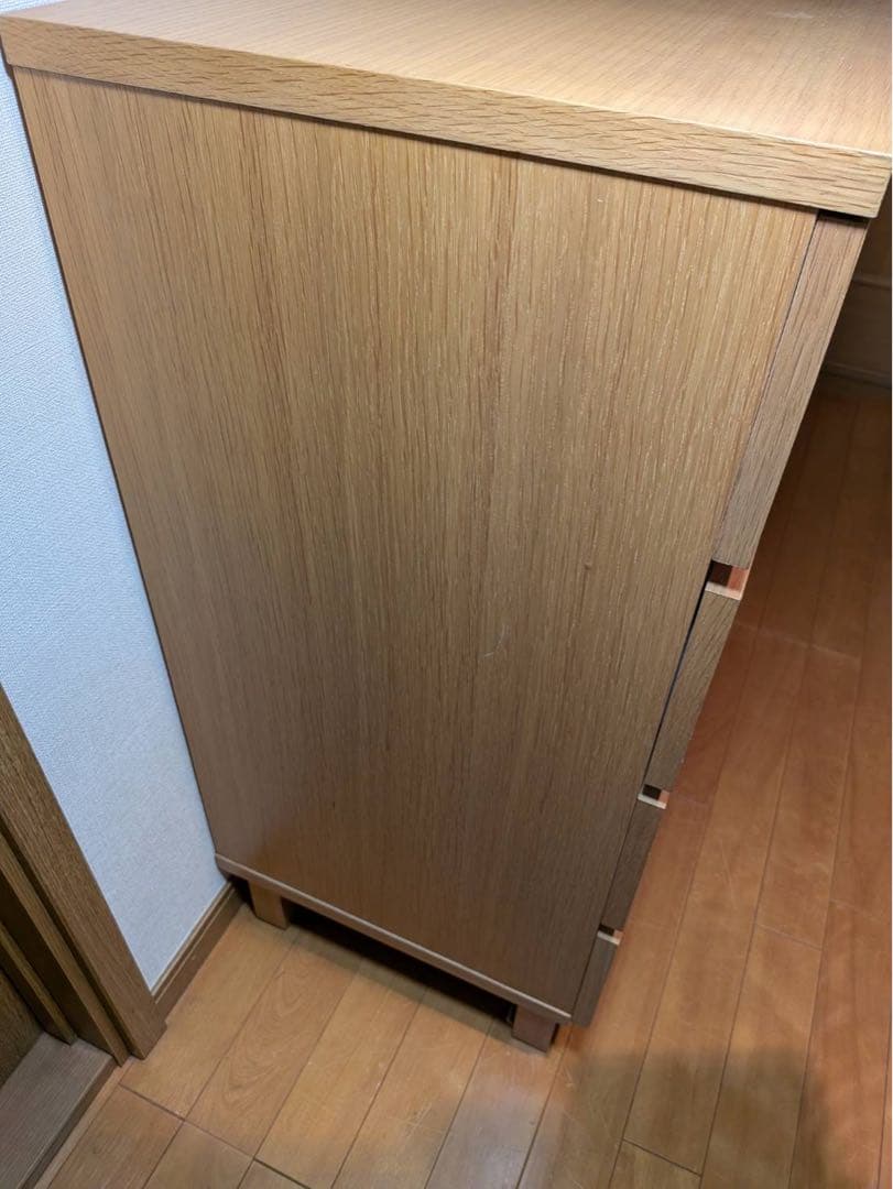 ■送料込■無印良品 木製チェスト 4段ワイド オーク材 タンス 棚 収納廃盤品