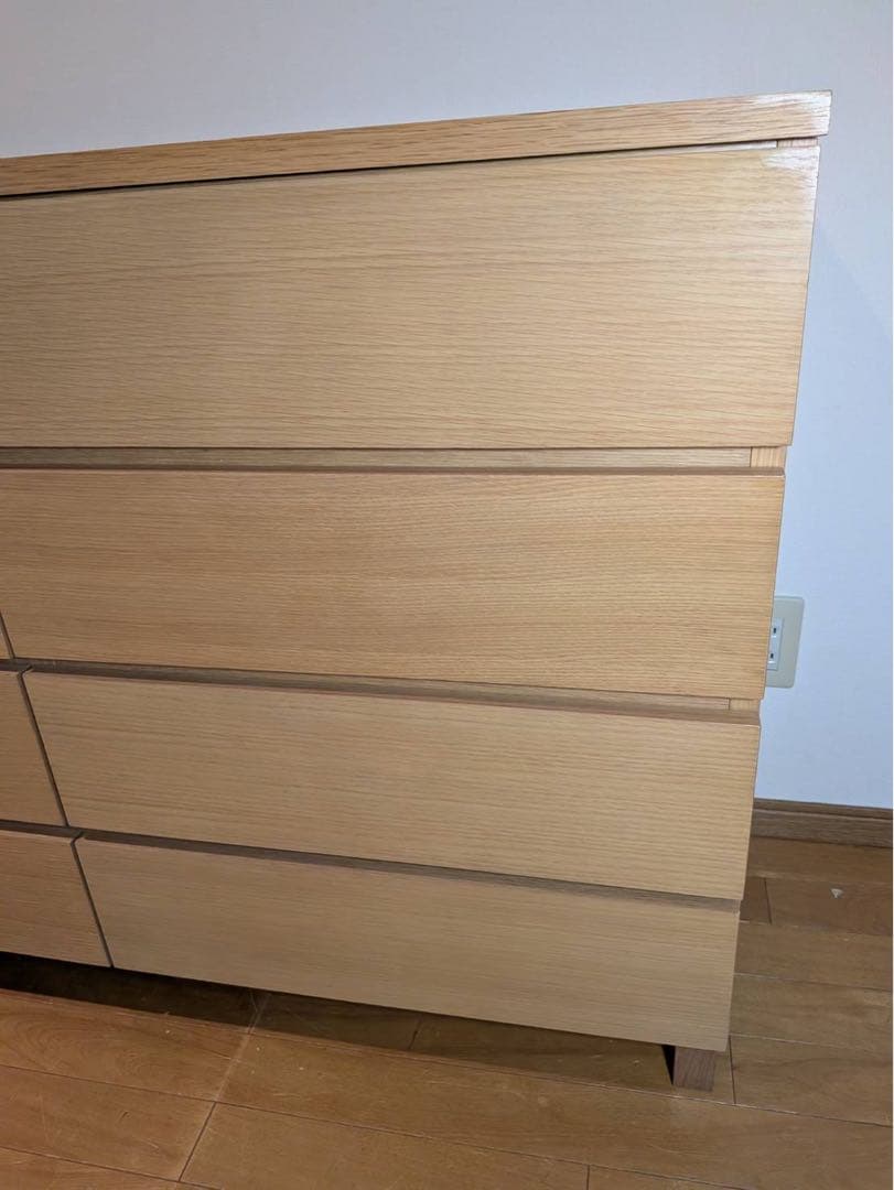 ■送料込■無印良品 木製チェスト 4段ワイド オーク材 タンス 棚 収納廃盤品
