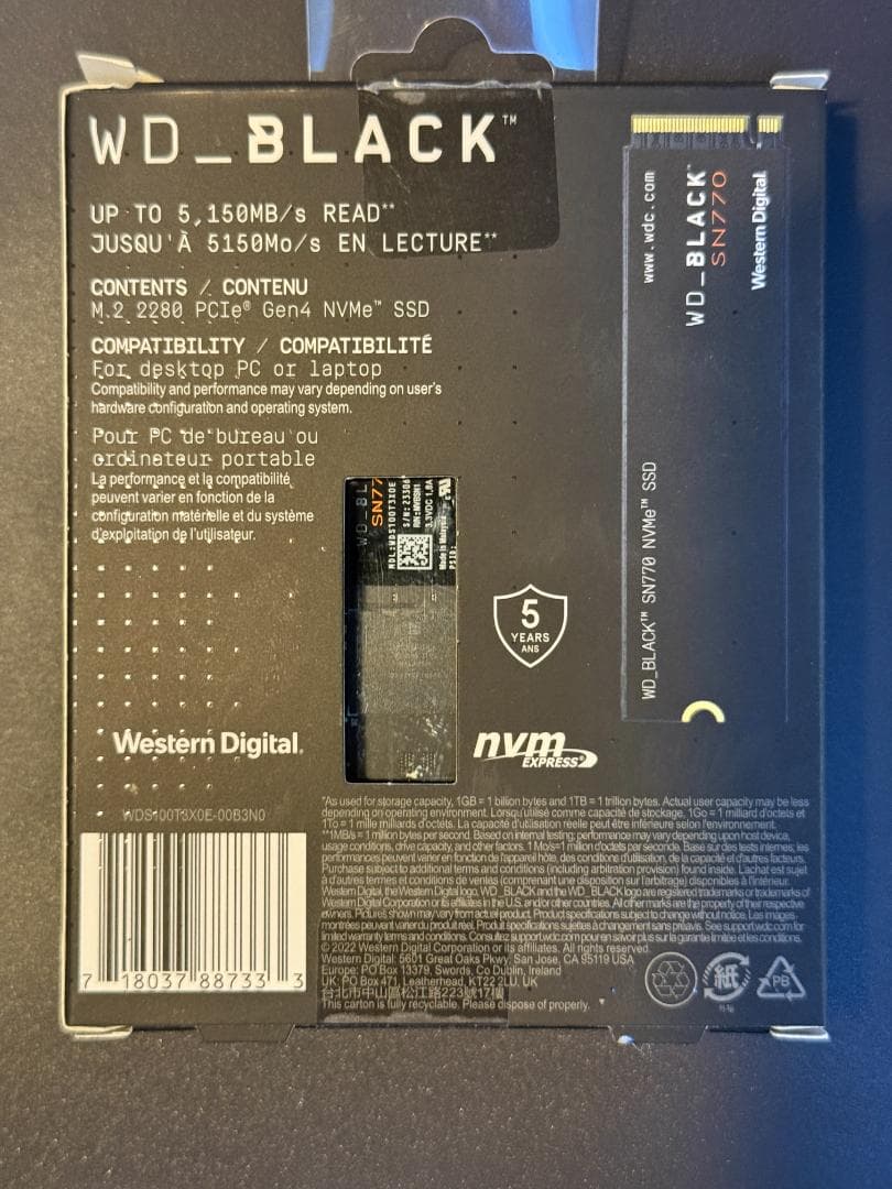 内蔵型SSD WD_BLACK SN770 NVMe SSD 1TB