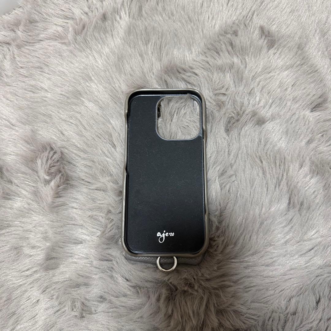 ajew グレー iPhoneケース ジッパー付き　iPhone 16pro