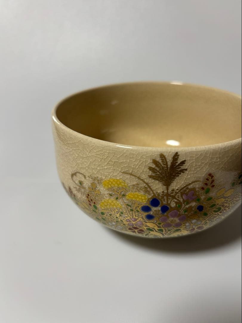 薩摩焼　松屋　玉泉　光石作　白薩摩茶碗　抹茶碗　茶道具