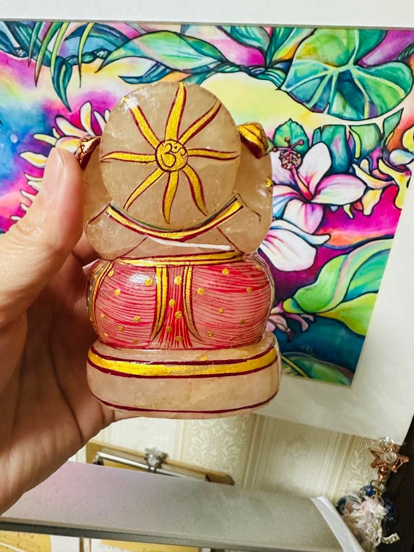 ガネーシャ神　天然石ローズクォーツ＆星形チャームおまとめセット