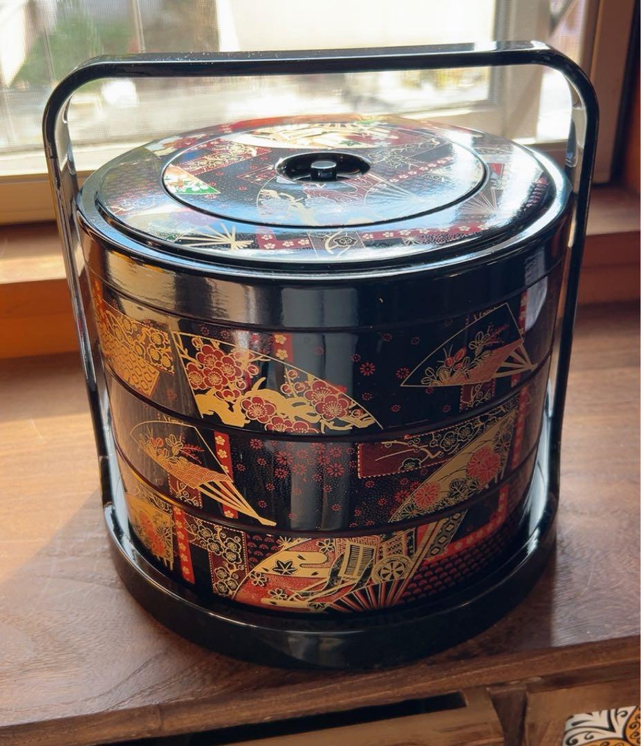京洛 丸重 三段重箱　小皿4枚付き