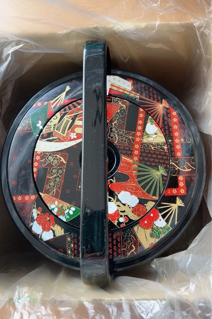 京洛 丸重 三段重箱　小皿4枚付き