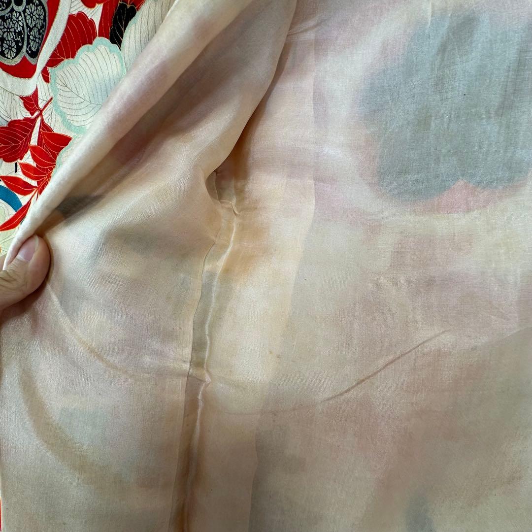 超美品　正絹　赤　ピンク　十三参り　七五三　子供着物　150裄60 アンティーク