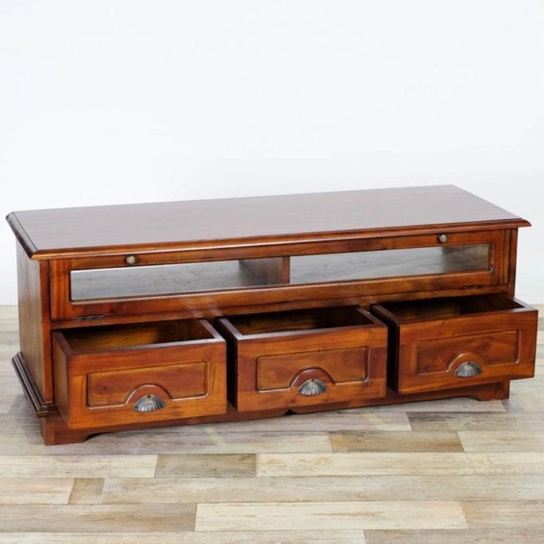 B 新品 アジアン テレビボード TVボード テレビ台 ラック 棚 木製 バリ