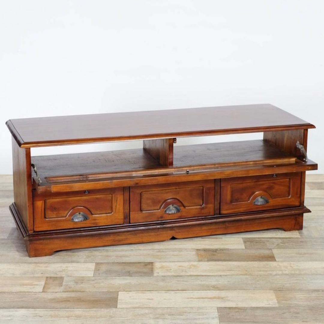 B 新品 アジアン テレビボード TVボード テレビ台 ラック 棚 木製 バリ