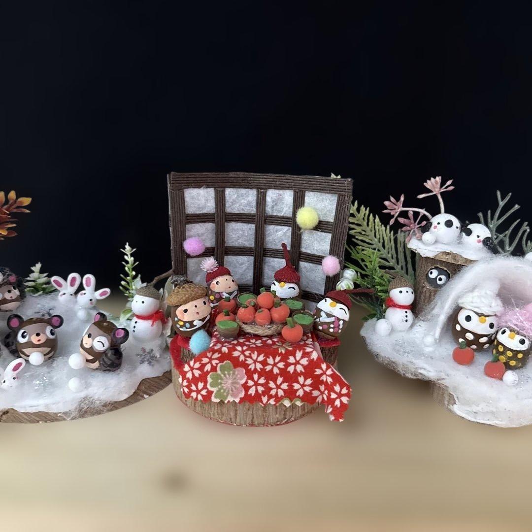 どんぐりアート♡冬のオブジェ3点セット＆Xmasパーティーコンパクトオブジェ♡