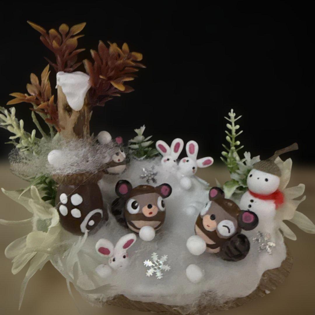 どんぐりアート♡冬のオブジェ3点セット＆Xmasパーティーコンパクトオブジェ♡