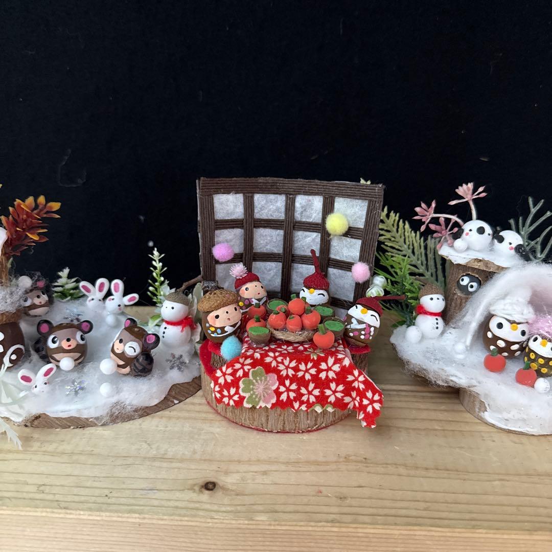 どんぐりアート♡冬のオブジェ3点セット＆Xmasパーティーコンパクトオブジェ♡