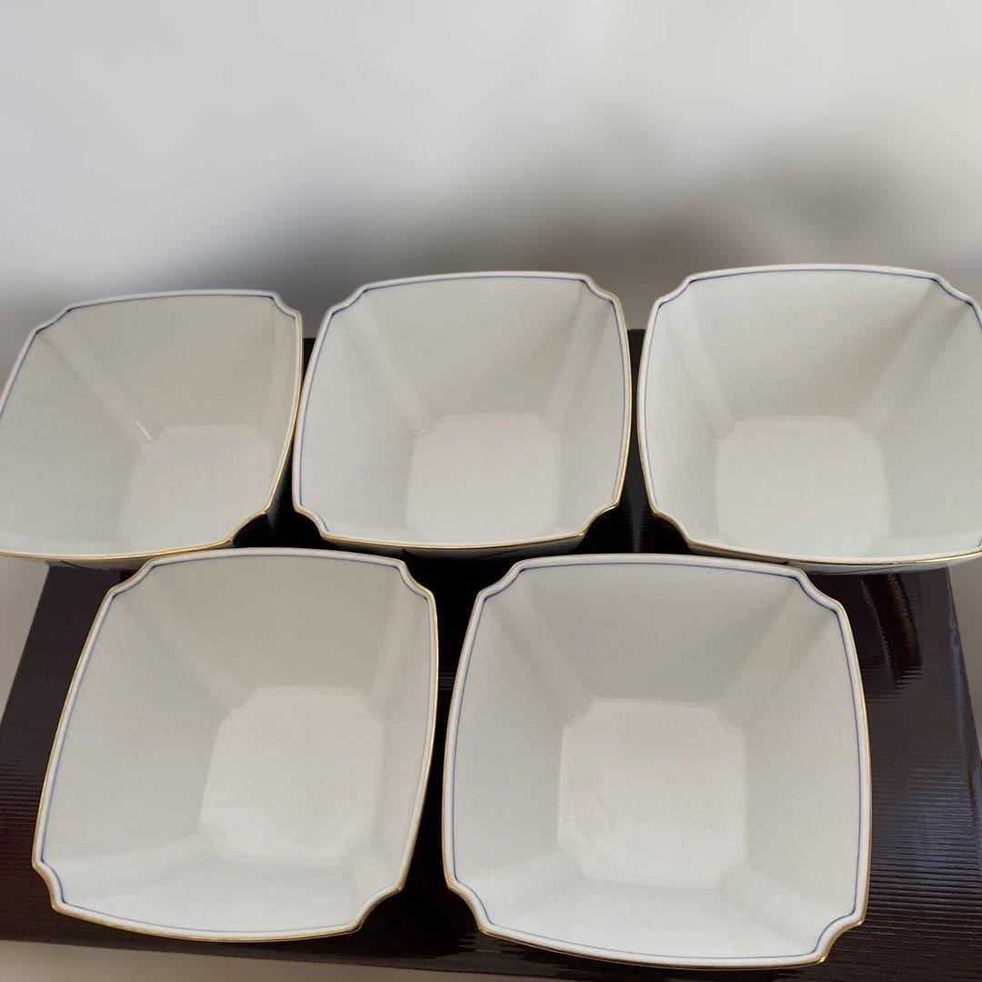 【未使用・希少・香蘭社】有田焼/角鉢/金彩春蘭柄/小付/深鉢