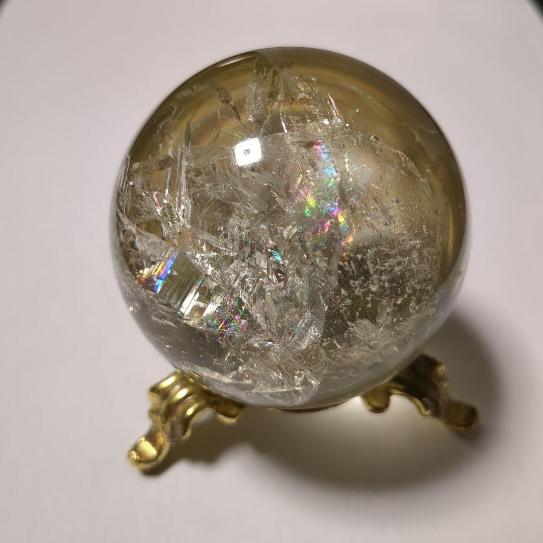 黄水晶・パワーストーン・シトリン・レインボー・天然石・直径約50mm・300g