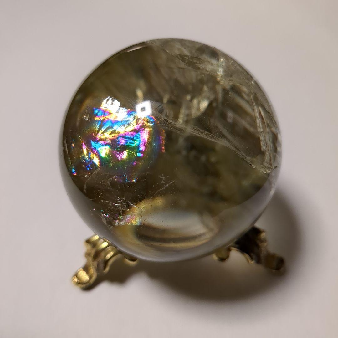 黄水晶・パワーストーン・シトリン・レインボー・天然石・直径約50mm・300g