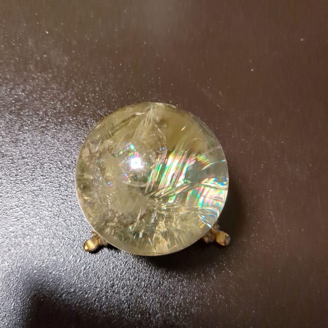 黄水晶・パワーストーン・シトリン・レインボー・天然石・直径約50mm・300g