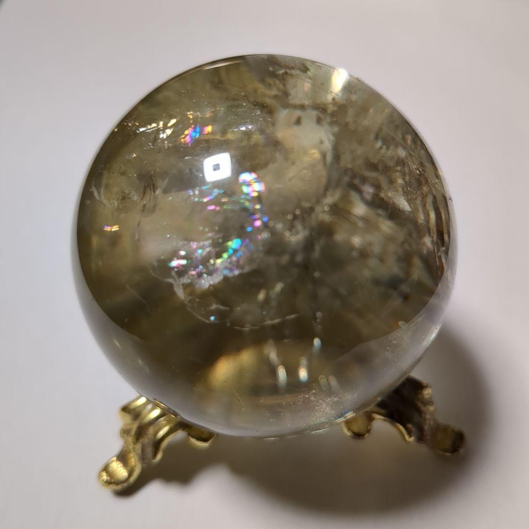 黄水晶・パワーストーン・シトリン・レインボー・天然石・直径約50mm・300g