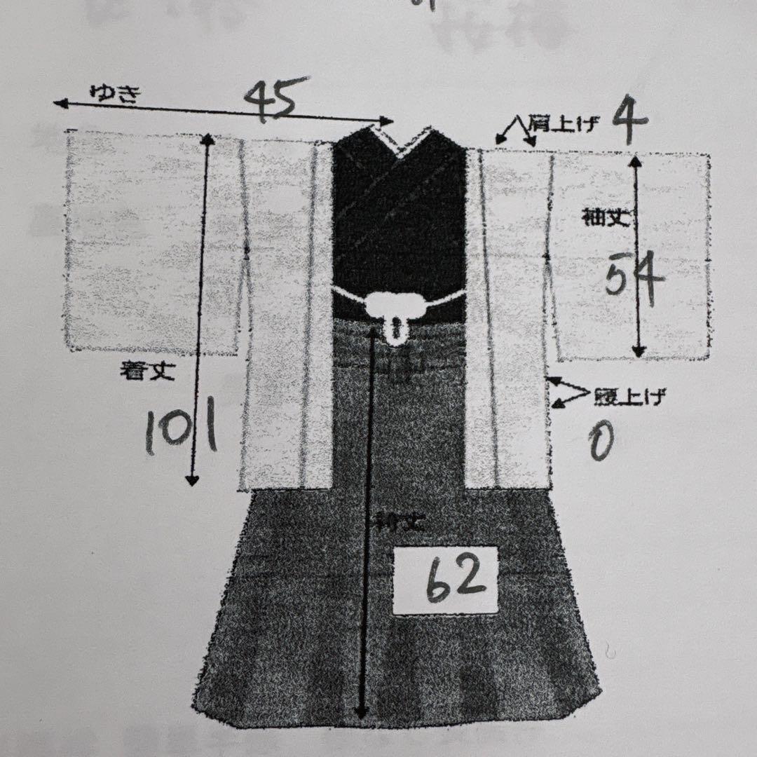 裃フルセット　七五三　５歳男の子　かみしも　袴　長着　長襦袢　小物　7054