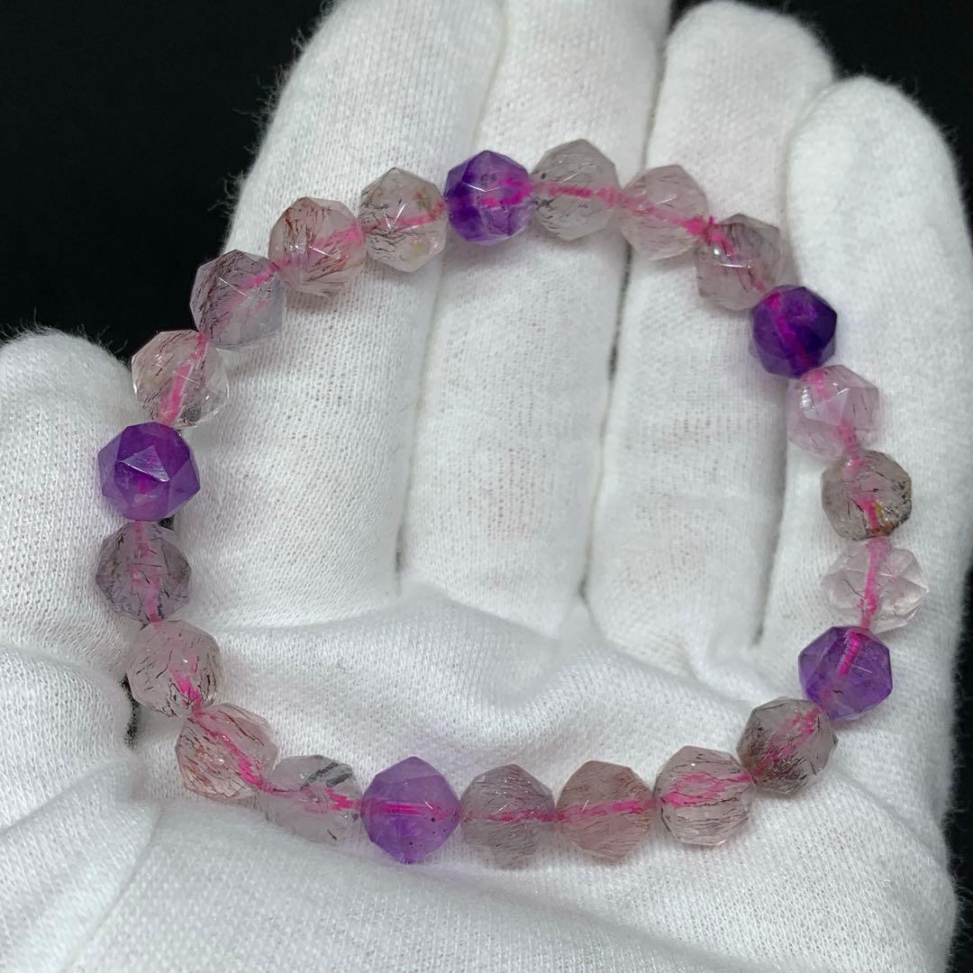 新品 天然 スターカット スーパーセブン 7mm ゲーサイト レピドクロサイト