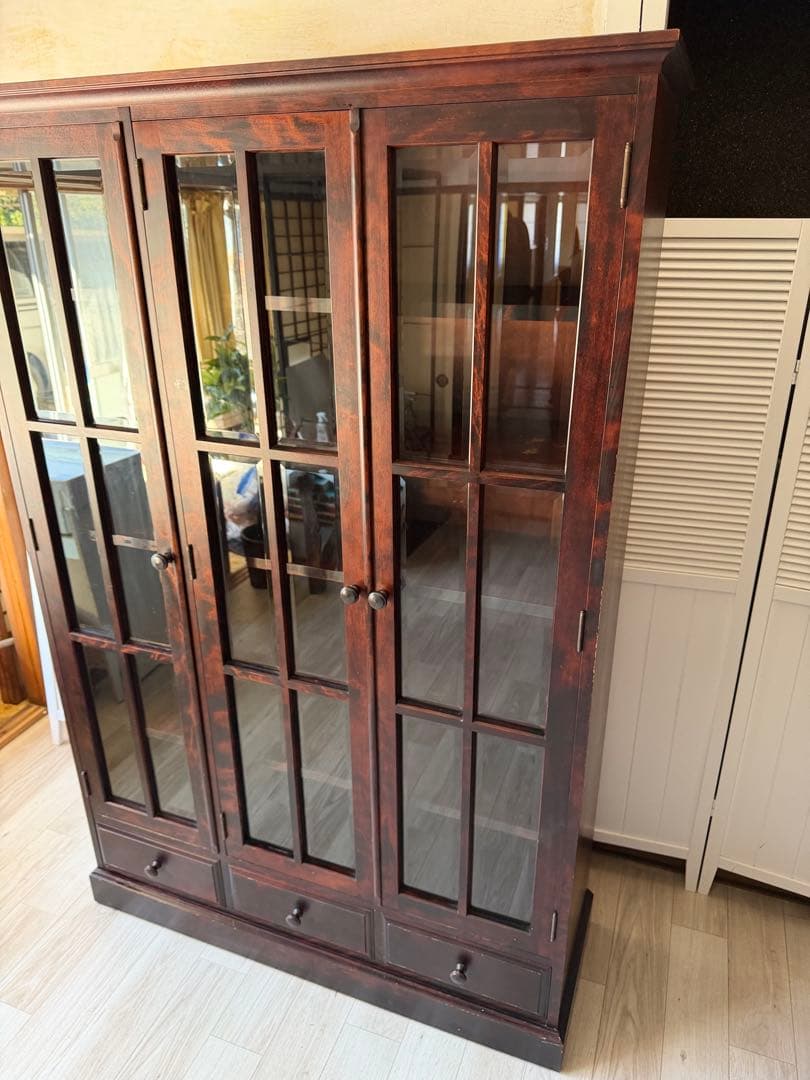 momo 北斗民芸家具 和光 飾棚１２０ 樺材 民芸家具 書棚 食器棚