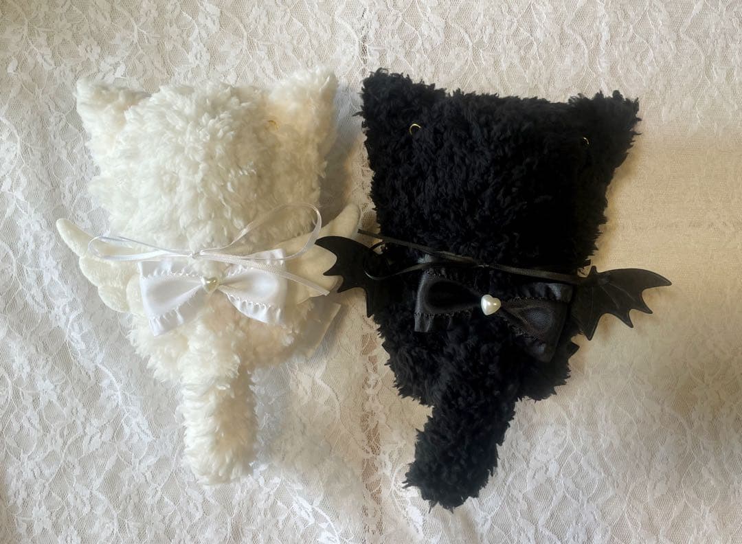 ちびぐるみ ぬい服 着ぐるみ ベビーデビル黒猫＆ベビー天使白猫 セット