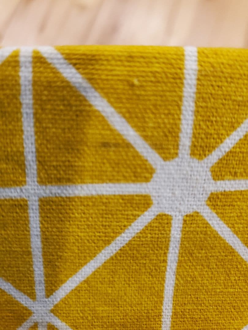 模様の黄色ボストンバッグ　　　　　　　　ハンドメイド がま口　大きめ