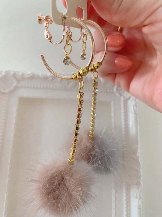 フープ型ファーイヤリング✳︎