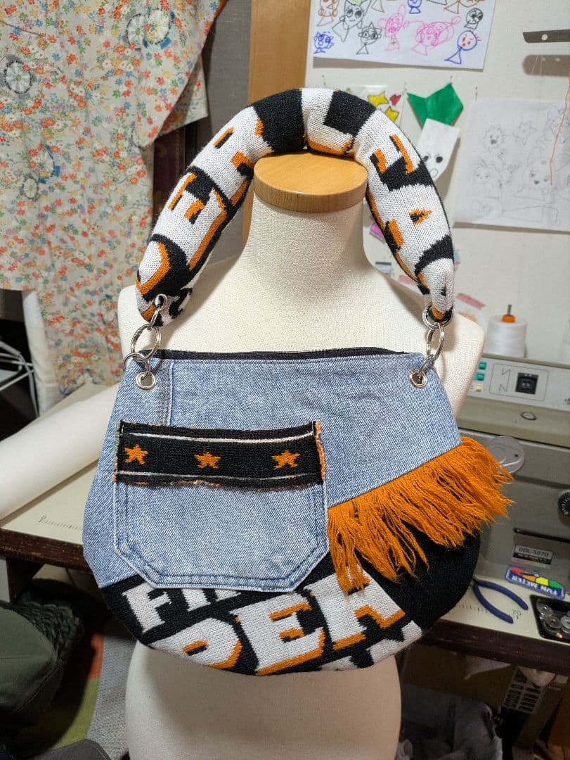 デニム　ニット　トートバッグ