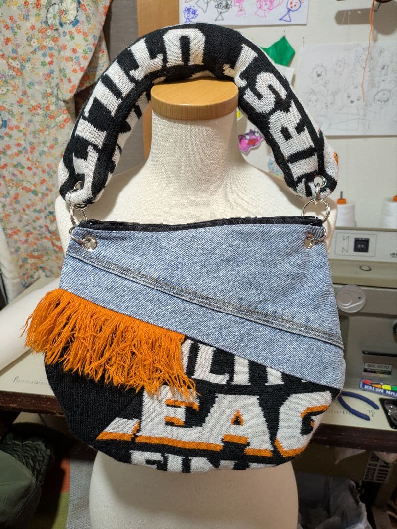 デニム　ニット　トートバッグ