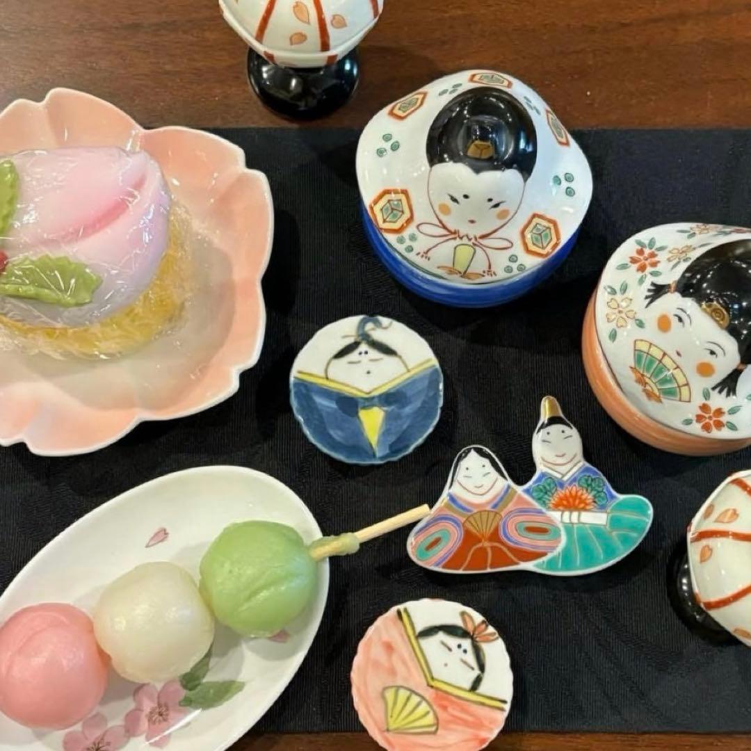 【☆特別価格☆】【新品】【大人気】有田焼幸楽窯　雛人形&ぼんぼり珍味入4点セット