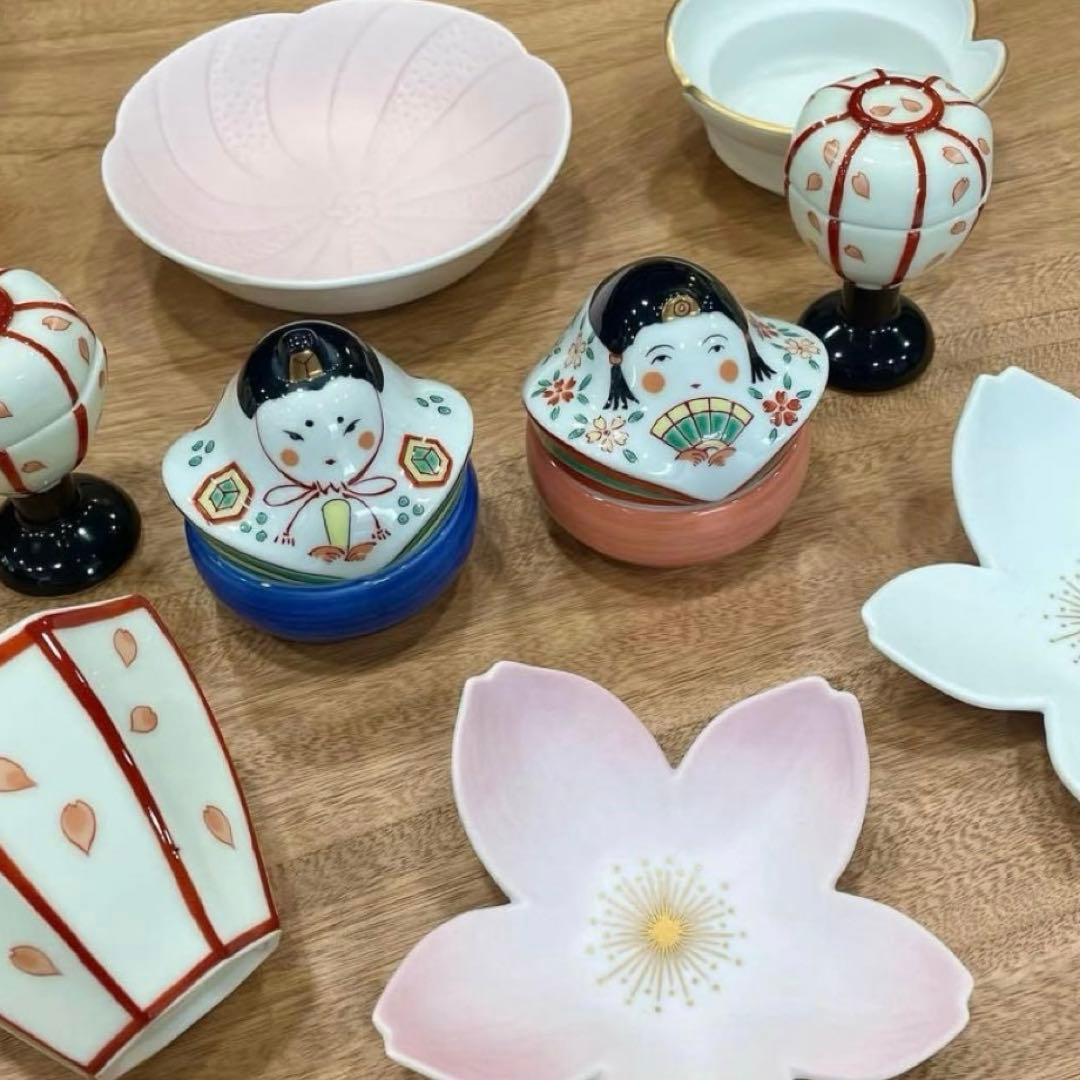【☆特別価格☆】【新品】【大人気】有田焼幸楽窯　雛人形&ぼんぼり珍味入4点セット