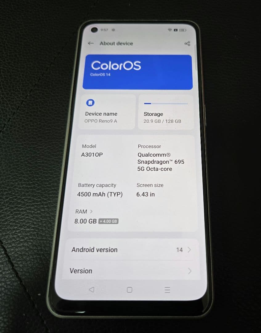 OPPO Reno 9A 128GB ホワイト 本体