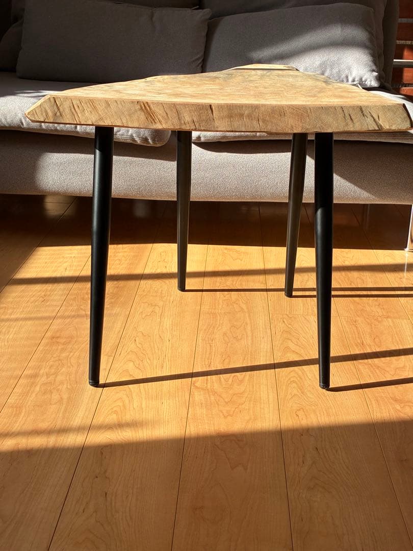 【極厚4.5cm】国産栃　一枚板センターテーブル　自然の蒼い紋様　ブルー・トチ