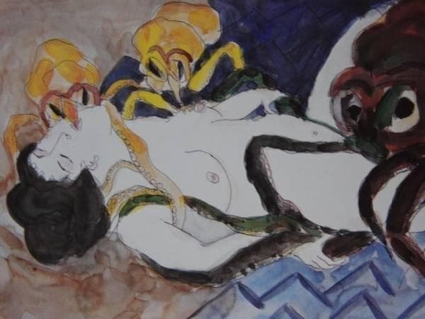 池田満寿夫、人間のすべて④、希少画集画、高級額装、状態良好