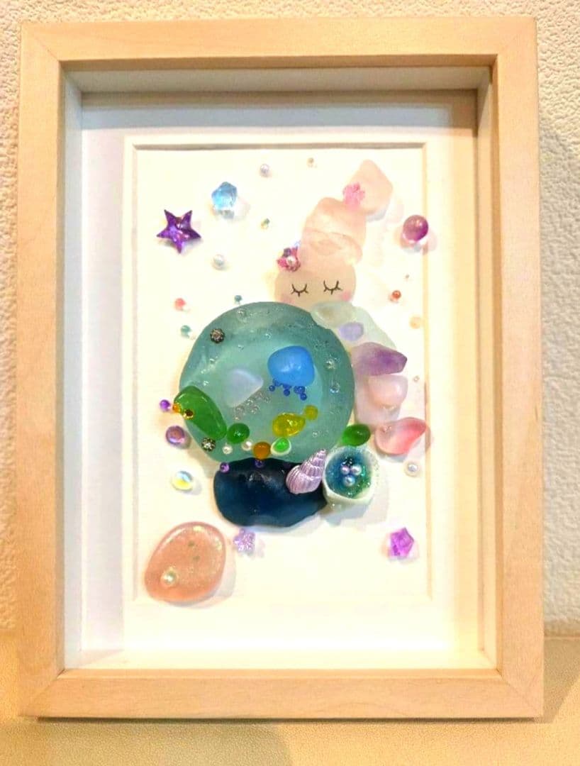 再販不可♡レアシーグラス♡シーグラスアート♡オーシャンアート♡ヒーリングアート♡