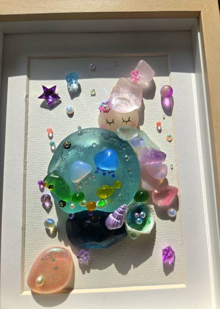 再販不可♡レアシーグラス♡シーグラスアート♡オーシャンアート♡ヒーリングアート♡