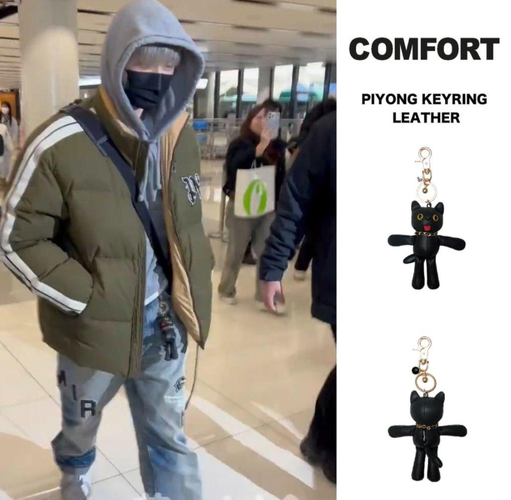 【未使用】comfort×NUBIAN 黒猫レザーキーホルダー／ウォンビン着用