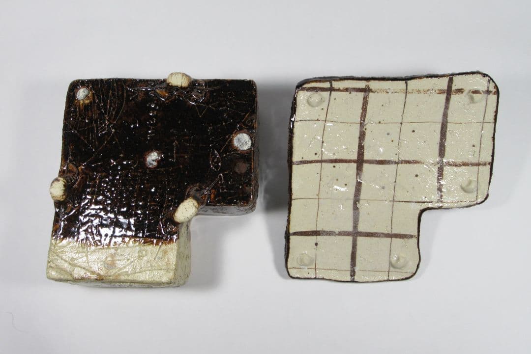 希少！最上位作！【中島勝乃利】（師）鯉江良二！。鉄釉食籠（共箱、共布、栞）。