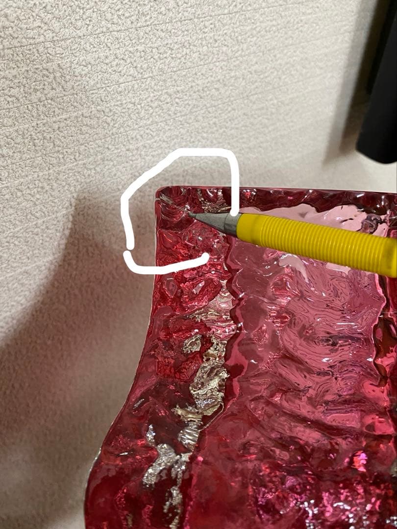 KAITO　イタリア製　ムラーノ　花瓶　フラワー ベース 置物　赤