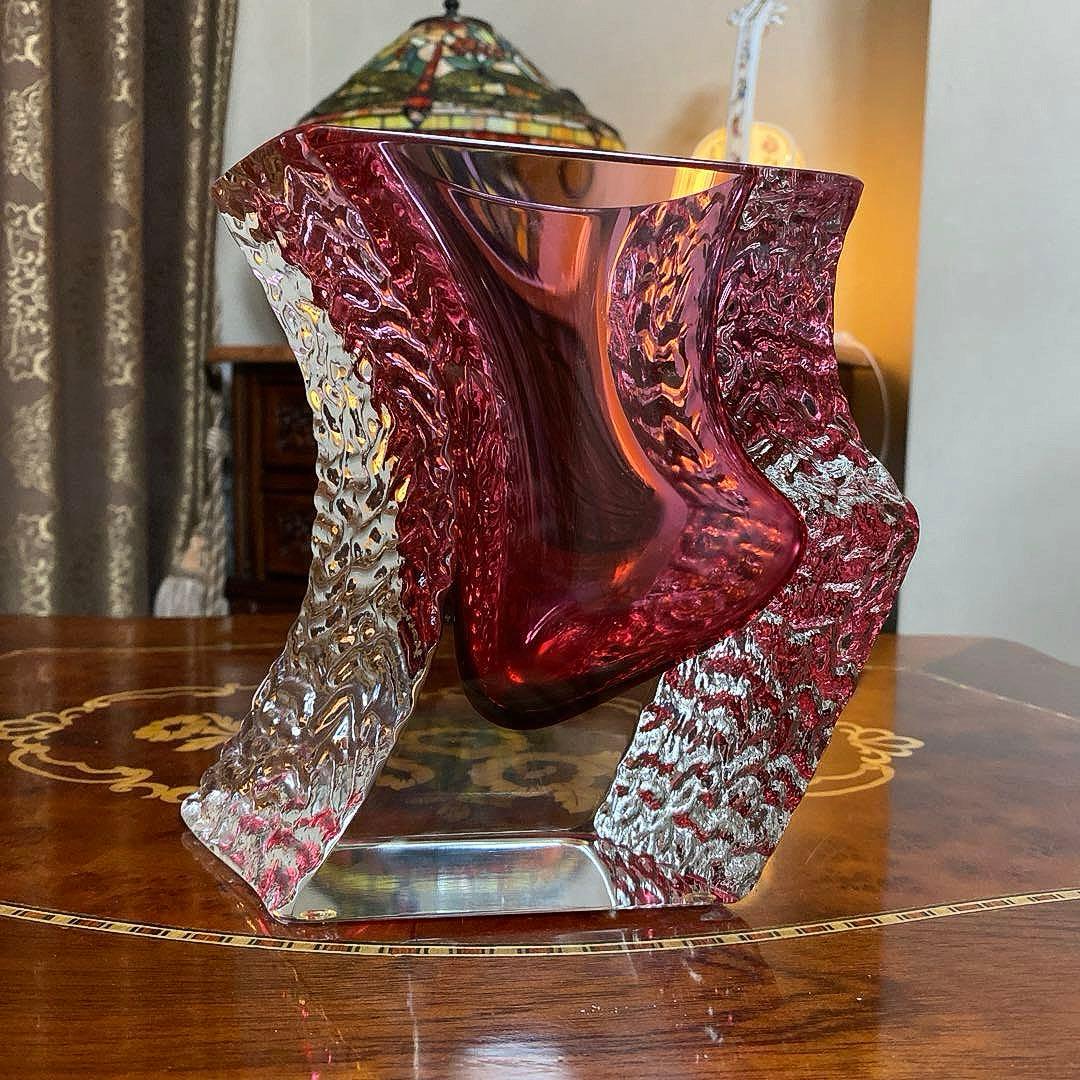 KAITO　イタリア製　ムラーノ　花瓶　フラワー ベース 置物　赤