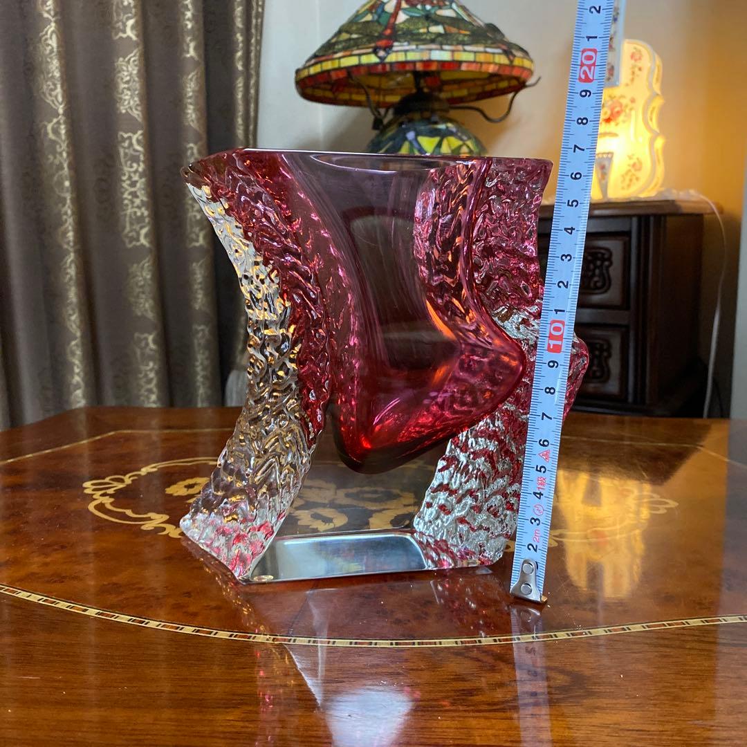 KAITO　イタリア製　ムラーノ　花瓶　フラワー ベース 置物　赤