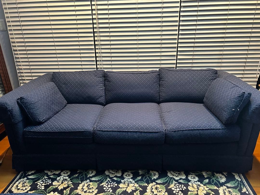 【値下げ】ネイビー カウチソファ 3人掛け&1人掛けアームチェア