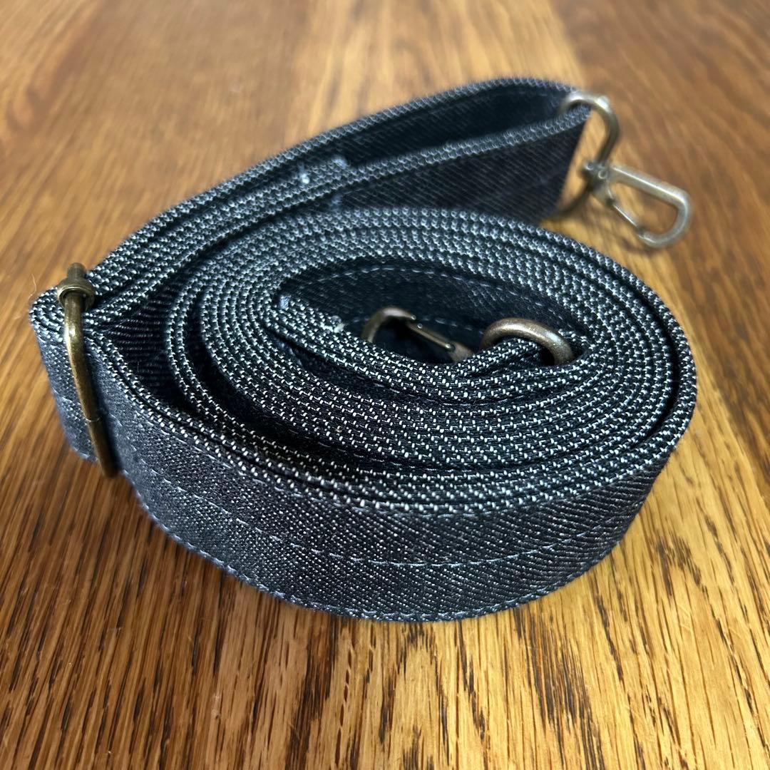 ＊小さめトートバッグ＊大きなポケットが可愛いデニムバッグ　ショルダー付き　青耳